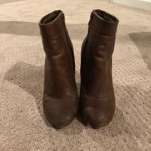 Heeled Leather Brown Booties